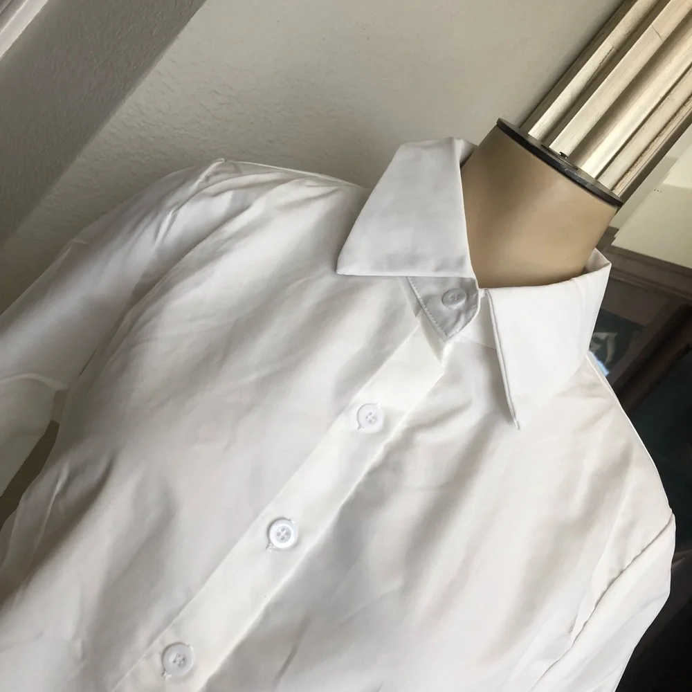 SHEIN white tail asymmetrical blouse NWT - Picture 9 of 16